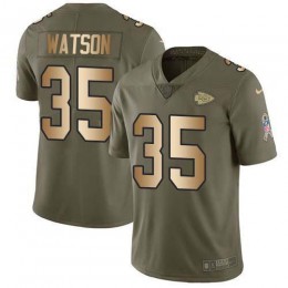 Chiefs #35 Jaylen Watson Olive/Gold Men's Stitched NFL Limited 2017 Salute To Service Jersey