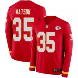 Chiefs #35 Jaylen Watson Red Team Color Men's Stitched NFL Limited Therma Long Sleeve Jersey