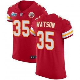 Chiefs #35 Jaylen Watson Red Team Color Super Bowl LVII Patch Men's Stitched NFL Vapor Untouchable Elite Jersey