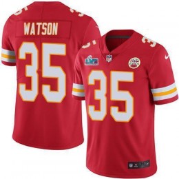 Chiefs #35 Jaylen Watson Red Team Color Super Bowl LVII Patch Men's Stitched NFL Vapor Untouchable Limited Jersey