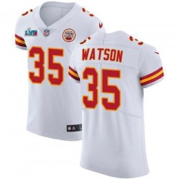 Chiefs #35 Jaylen Watson White Super Bowl LVII Patch Men's Stitched NFL Vapor Untouchable Elite Jersey