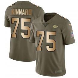 Chiefs #75 Darian Kinnard Olive/Gold Men's Stitched NFL Limited 2017 Salute To Service Jersey