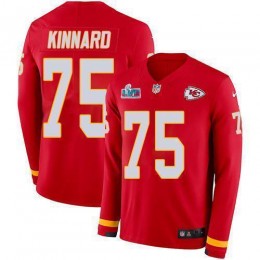 Chiefs #75 Darian Kinnard Red Team Color Super Bowl LVII Patch Men's Stitched NFL Limited Therma Long Sleeve Jersey