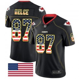 Chiefs #87 Travis Kelce Black Men's Stitched NFL Limited Rush USA Flag Jersey