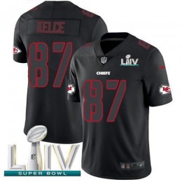 Chiefs #87 Travis Kelce Black Super Bowl LIV 2020 Men's Stitched NFL Limited Rush Impact Jersey