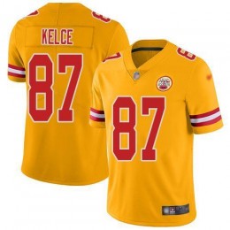 Chiefs #87 Travis Kelce Gold Men's Stitched NFL Limited Inverted Legend Jersey