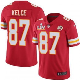 Chiefs #87 Travis Kelce Red Team Color Men's Super Bowl LV Bound Stitched NFL Vapor Untouchable Limited Jersey