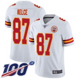 Chiefs #87 Travis Kelce White Men's Stitched NFL 100th Season Vapor Limited Jersey