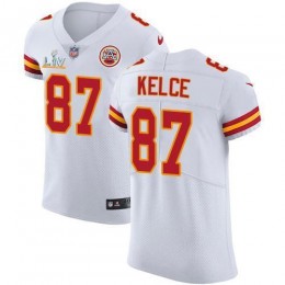Chiefs #87 Travis Kelce White Men's Super Bowl LV Bound Stitched NFL New Elite Jersey