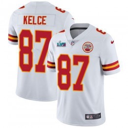 Chiefs #87 Travis Kelce White Super Bowl LVII Patch Men's Stitched NFL Vapor Untouchable Limited Jersey