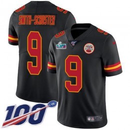Chiefs #9 JuJu Smith-Schuster Black Super Bowl LVII Patch Men's Stitched NFL Limited Rush 100th Season Jersey