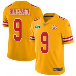 Chiefs #9 JuJu Smith-Schuster Gold Super Bowl LVII Patch Men's Stitched NFL Limited Inverted Legend Jersey