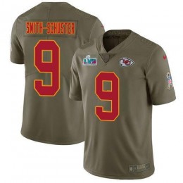 Chiefs #9 JuJu Smith-Schuster Olive Super Bowl LVII Patch Men's Stitched NFL Limited 2017 Salute To Service Jersey