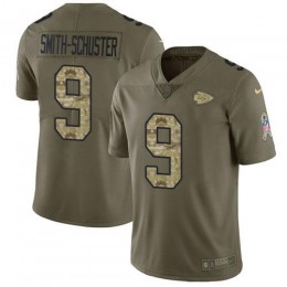Chiefs #9 JuJu Smith-Schuster Olive/Camo Men's Stitched NFL Limited 2017 Salute To Service Jersey