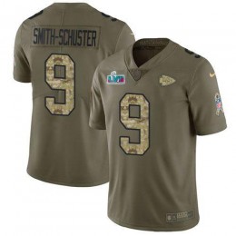 Chiefs #9 JuJu Smith-Schuster Olive/Camo Super Bowl LVII Patch Men's Stitched NFL Limited 2017 Salute To Service Jersey