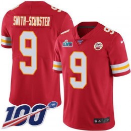 Chiefs #9 JuJu Smith-Schuster Red Team Color Super Bowl LVII Patch Men's Stitched NFL 100th Season Vapor Limited Jersey