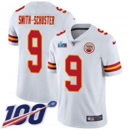 Chiefs #9 JuJu Smith-Schuster White Super Bowl LVII Patch Men's Stitched NFL 100th Season Vapor Limited Jersey