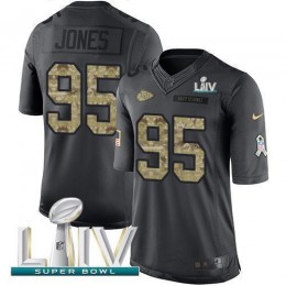 Chiefs #95 Chris Jones Black Super Bowl LIV 2020 Men's Stitched NFL Limited 2016 Salute To Service Jersey