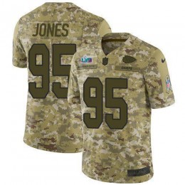 Chiefs #95 Chris Jones Camo Super Bowl LVII Patch Men's Stitched NFL Limited 2018 Salute To Service Jersey