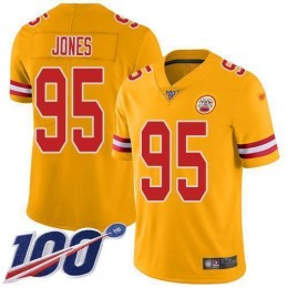 Chiefs #95 Chris Jones Gold Men's Stitched NFL Limited Inverted Legend 100th Season Jersey