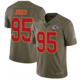 Chiefs #95 Chris Jones Olive Men's Stitched NFL Limited 2017 Salute To Service Jersey