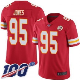 Chiefs #95 Chris Jones Red Team Color Men's Stitched NFL 100th Season Vapor Limited Jersey