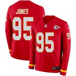 Chiefs #95 Chris Jones Red Team Color Men's Stitched NFL Limited Therma Long Sleeve Jersey