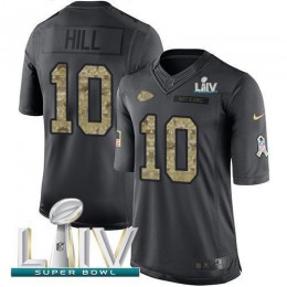 Kansas City Chiefs #10 Tyreek Hill Black Super Bowl LIV 2020 Men's Stitched NFL Limited 2016 Salute to Service Jersey