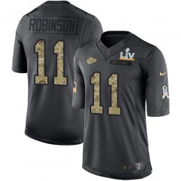 Kansas City Chiefs #11 Demarcus Robinson Black Men's Super Bowl LV Bound Stitched NFL Limited 2016 Salute to Service Jersey