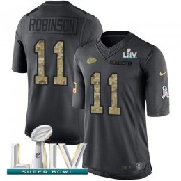 Kansas City Chiefs #11 Demarcus Robinson Black Super Bowl LIV 2020 Men's Stitched NFL Limited 2016 Salute to Service Jersey