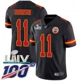 Kansas City Chiefs #11 Demarcus Robinson Black Super Bowl LIV 2020 Men's Stitched NFL Limited Rush 100th Season Jersey