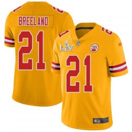 Kansas City Chiefs #21 Bashaud Breeland Gold Men's Super Bowl LV Bound Stitched NFL Limited Inverted Legend Jersey