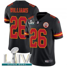Kansas City Chiefs #26 Damien Williams Black Super Bowl LIV 2020 Men's Stitched NFL Limited Rush Jersey