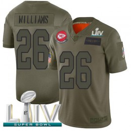 Kansas City Chiefs #26 Damien Williams Camo Super Bowl LIV 2020 Men's Stitched NFL Limited 2019 Salute To Service Jersey