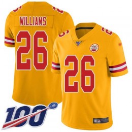 Kansas City Chiefs #26 Damien Williams Gold Men's Stitched NFL Limited Inverted Legend 100th Season Jersey