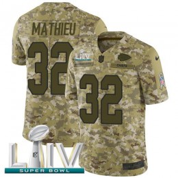 Kansas City Chiefs #32 Tyrann Mathieu Camo Super Bowl LIV 2020 Men's Stitched NFL Limited 2018 Salute To Service Jersey
