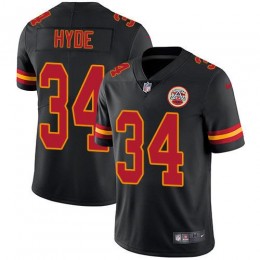 Kansas City Chiefs #34 Carlos Hyde Black Men's Stitched NFL Limited Rush Jersey