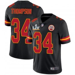 Kansas City Chiefs #34 Darwin Thompson Black Men's Super Bowl LV Bound Stitched NFL Limited Rush Jersey