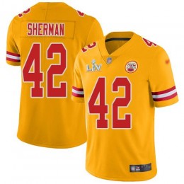Kansas City Chiefs #42 Anthony Sherman Gold Men's Super Bowl LV Bound Stitched NFL Limited Inverted Legend Jersey