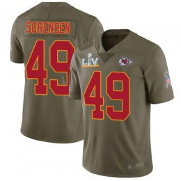 Kansas City Chiefs #49 Daniel Sorensen Olive Men's Super Bowl LV Bound Stitched NFL Limited 2017 Salute To Service Jersey