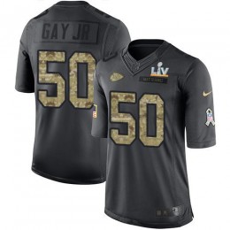 Kansas City Chiefs #50 Willie Gay Jr. Black Men's Super Bowl LV Bound Stitched NFL Limited 2016 Salute to Service Jersey