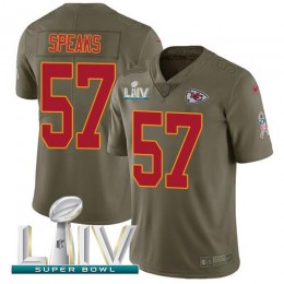 Kansas City Chiefs #57 Breeland Speaks Olive Super Bowl LIV 2020 Men's Stitched NFL Limited 2017 Salute To Service Jersey