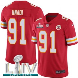 Kansas City Chiefs #91 Derrick Nnadi Red Super Bowl LIV 2020 Team Color Men's Stitched NFL Vapor Untouchable Limited Jersey