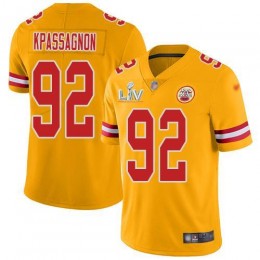 Kansas City Chiefs #92 Tanoh Kpassagnon Gold Men's Super Bowl LV Bound Stitched NFL Limited Inverted Legend Jersey