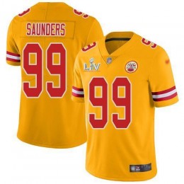 Kansas City Chiefs #99 Khalen Saunders Gold Men's Super Bowl LV Bound Stitched NFL Limited Inverted Legend Jersey