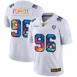 Las Vegas Las Vegas Raiders #96 Clelin Ferrell Men's White Multi-Color 2020 NFL Crucial Catch Limited NFL Jersey