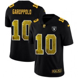 Las Vegas Raiders #10 Jimmy Garoppolo Men's Black Golden Sequin Vapor Limited NFL Jersey