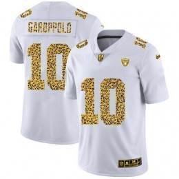 Las Vegas Raiders #10 Jimmy Garoppolo Men's Flocked Leopard Print Vapor Limited NFL Jersey White
