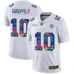 Las Vegas Raiders #10 Jimmy Garoppolo Men's White Multi-Color 2020 NFL Crucial Catch Limited NFL Jersey