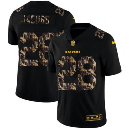 Las Vegas Raiders #28 Josh Jacobs Men's Black Flocked Lightning Vapor Limited NFL Jersey